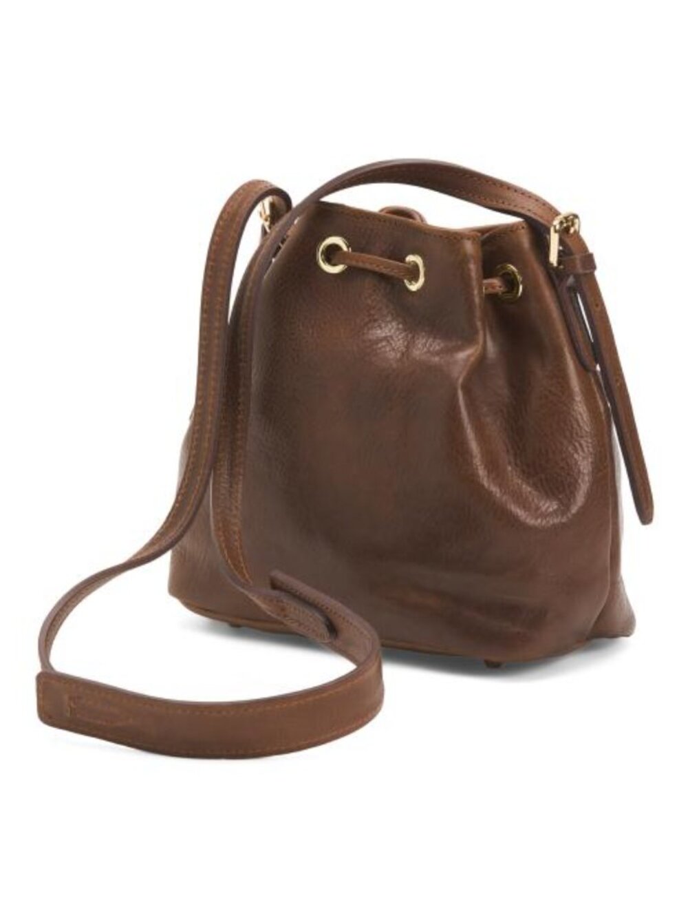 VALENTINA Made In Italy Leather Mini Drawstring Bucket - Picture 3 of 4